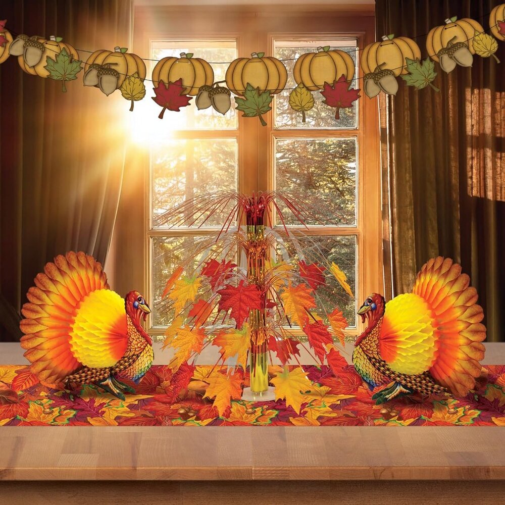 Colorful Tissue Turkey Centerpiece - Picture 7 of 9